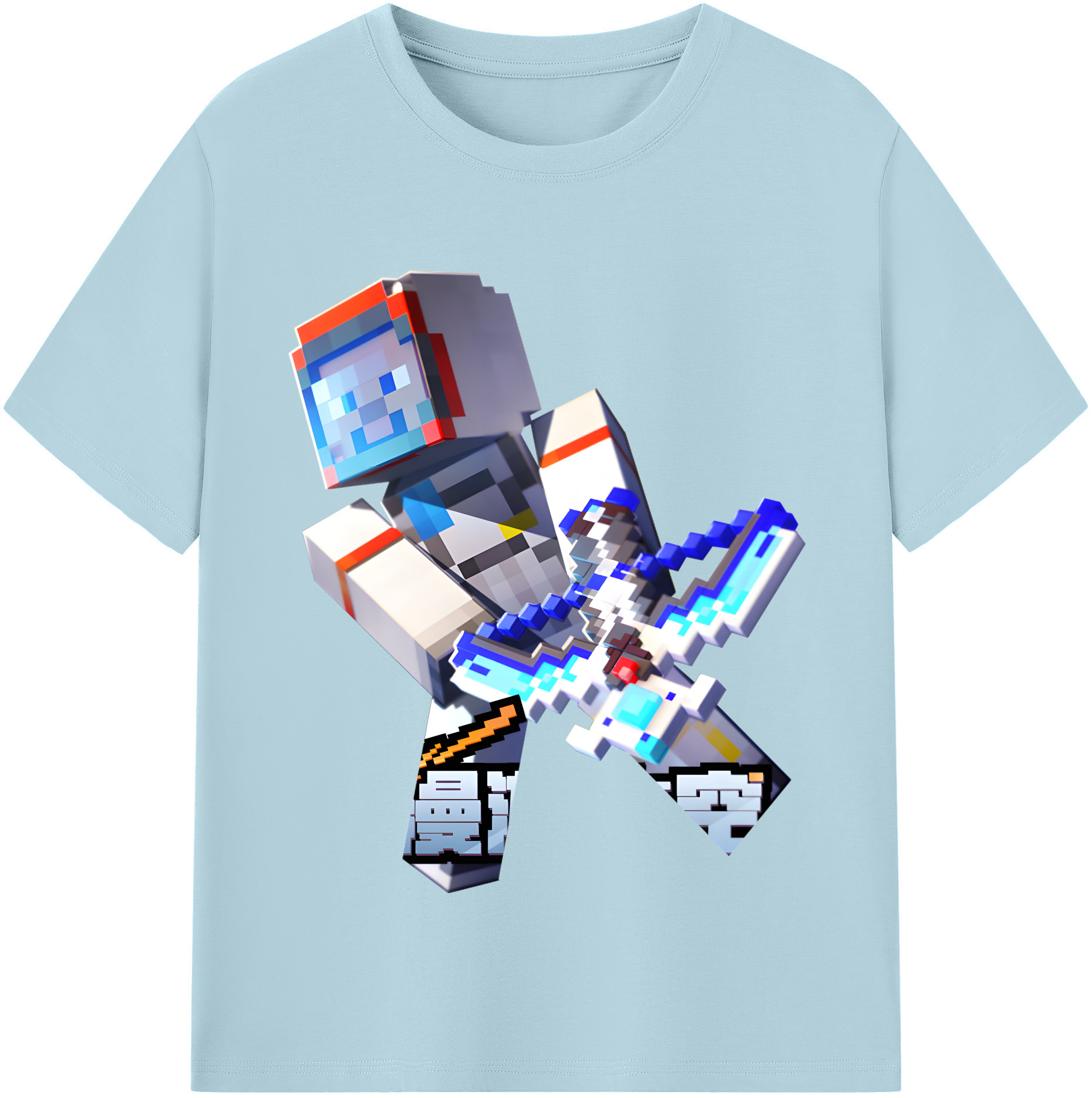 （画像用） マインクラフト ブロックの世界 Minecraft MC Block world 綿100％半袖Tシャツ（フロントプリント）